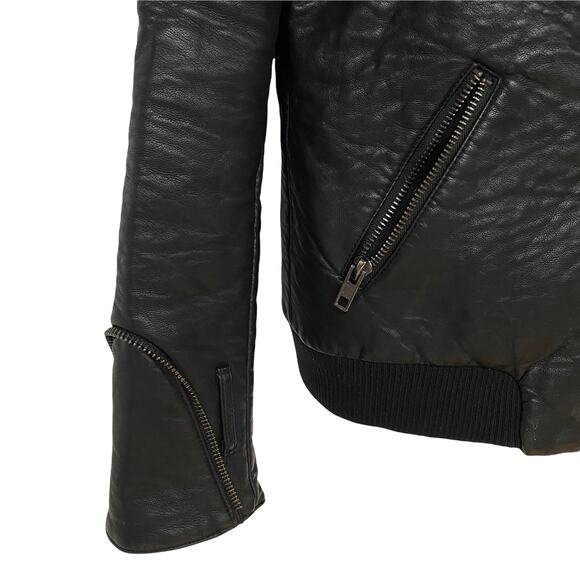 asos Moto Jacket Black Faux Leather Biker Motorcycle Coat Women's Size 8 - Picture 6 of 10